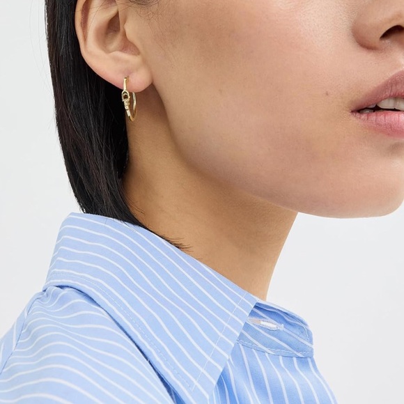 Coach Gold Hoop Earrings with Crystal Accents - NWT - Picture 3 of 5